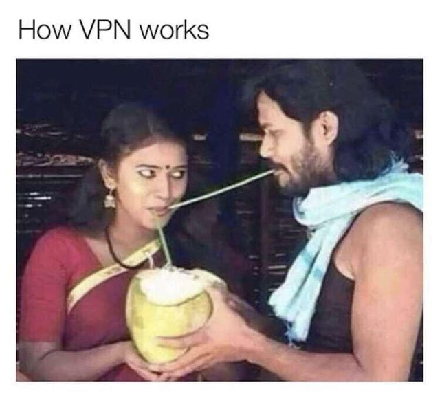 How VPN Works: Une indienne mange sa glace avec une paille, un mec met une paille dans la bouche de l'indienne.