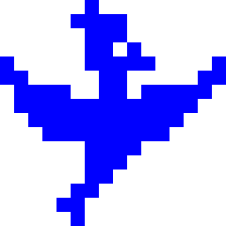 Logo Soulseek en pixel-art de toute beauté, se logeant historiquement dans le «SysTray», le même existe en rouge avec les ailes repliées